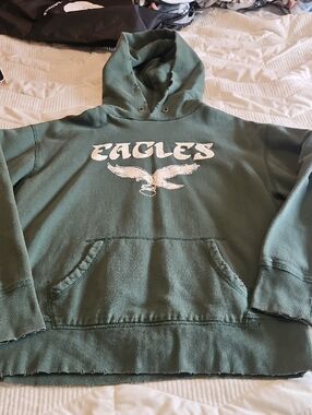 League Olive Green Hooded Sweatshirt with White Tag